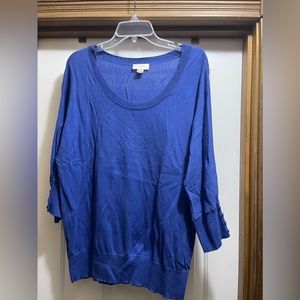 Loft XL 3/4 sleeve blue sweater with button detail on sleeves